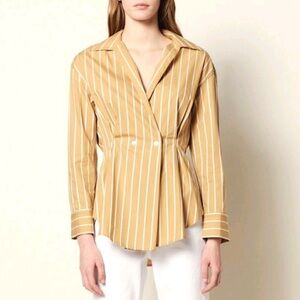 Sandro 36 Mathilde Striped Fit & Flare Shirt